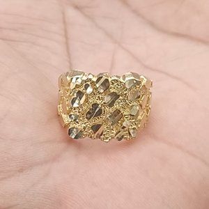 10kt solid gold nugget ring for men size 8